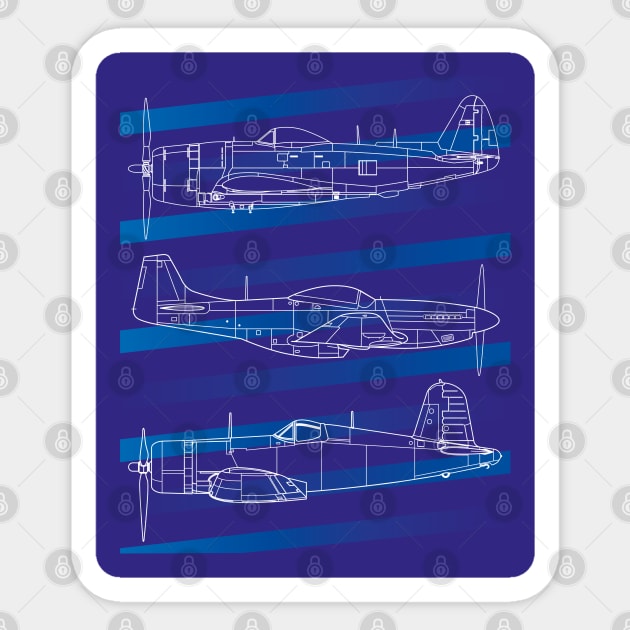 Blueprint Skies: Iconic Warbirds Sticker by Blue Gingko Designs LLC